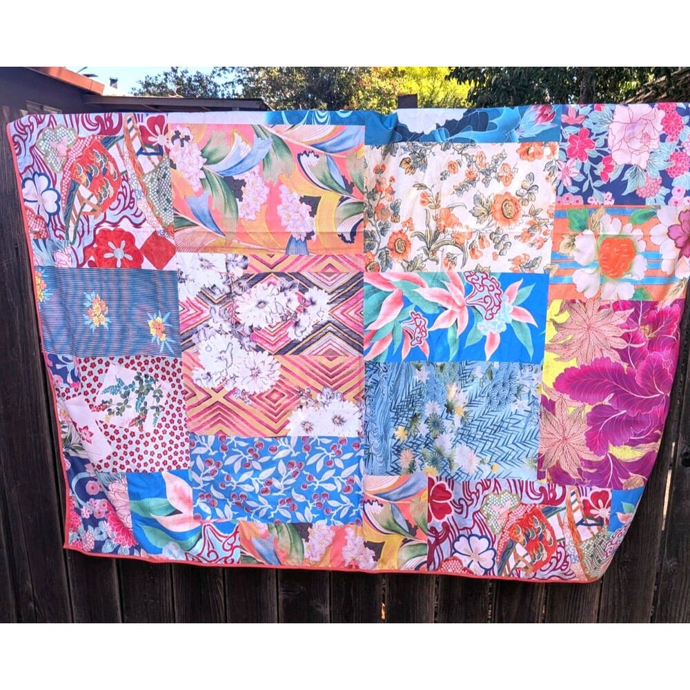 Johnny Was Travel Blanket with Carry Bag 66 x 62 Inches Floral Reversible